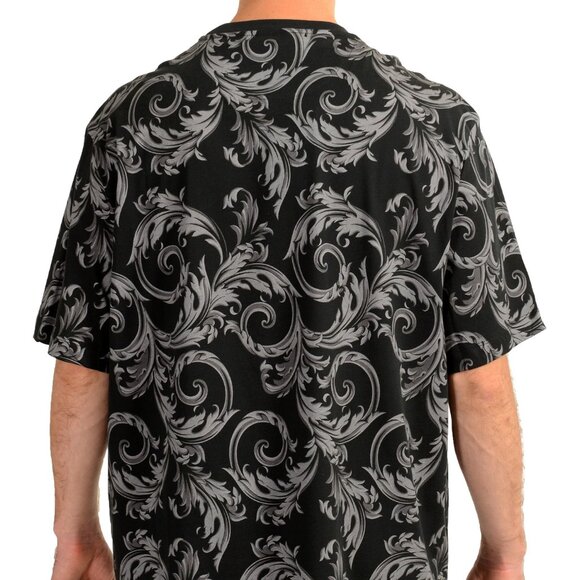 Versace Men's Barocco Print Two Tone Short Sleeve T-Shirt US 5XL IT 62 - Picture 3 of 7